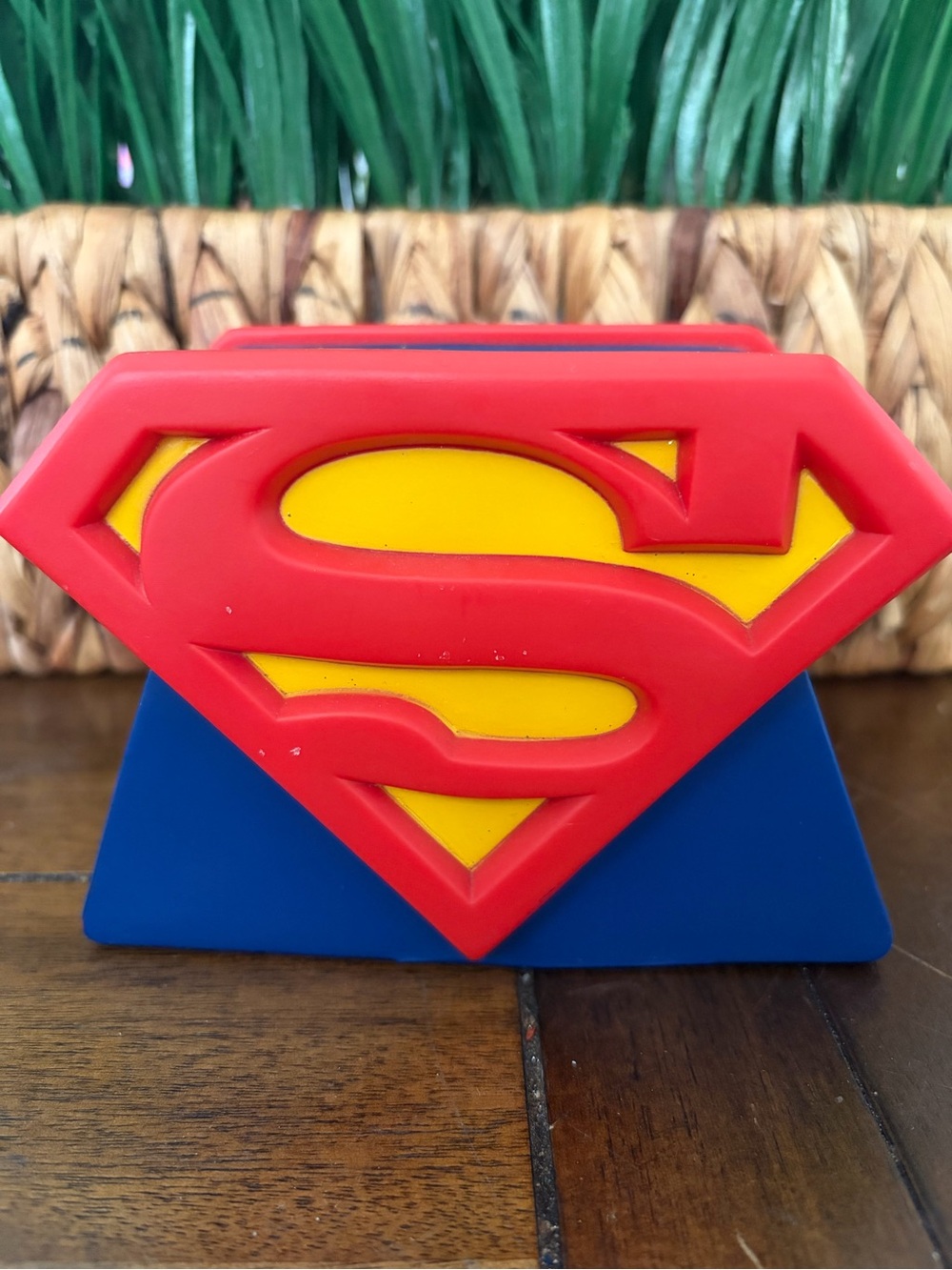 Superman Bank Six Flags RARE Logo PVC Plastic DC Comics Souvenir